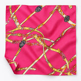 Chains and Straps (Pink) pocket square — unfolded studio detail.