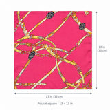 Chains and Straps (Pink) pocket square — size guide.