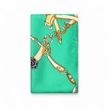 Chains and Straps (Sea Green) pocket square — folded product.