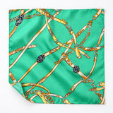 Chains and Straps (Sea Green) pocket square — unfolded studio detail.