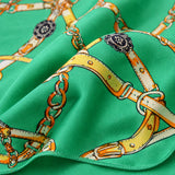 Chains and Straps (Sea Green) pocket square — fabric and design close-up.