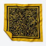 Chinese Floral Art pocket square — unfolded studio detail.