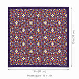 Colourful Abstract Art pocket square — size guide.