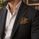 Copper Paisley Medallion Silk Pocket Square