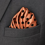 Coral Sands Polka Dot pocket square — close-up wearing detail.