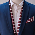 Creamy Rosewood Stripes Silk Scarf & Pocket Square Set - Combo Sets | Monzoro Pakistan