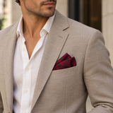Crimson Leaf Silhouette Silk Pocket Square — product photograph 2