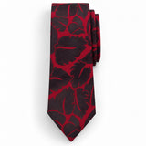Crimson Leaf Silhouette Silk Tie — Front blade product layout