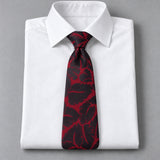 Crimson Leaf Silhouette Silk Tie — White shirt product flatlay