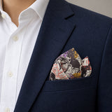 Doodle Do pocket square — navy jacket · alternate fold.