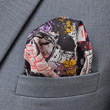 Doodle Do pocket square — close-up wearing detail.