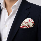Elegant Seamless Floral Pattern pocket square — navy jacket · wearing detail.