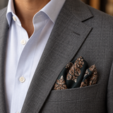 Emerald Paisley Medallion Silk Pocket Square