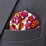 Ethnic Vector Pattern pocket square — close-up wearing detail.