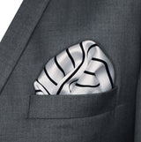 Sleek Black & White Stripes - Silk Pocket Square - Pocket Squares | Monzoro Pakistan
