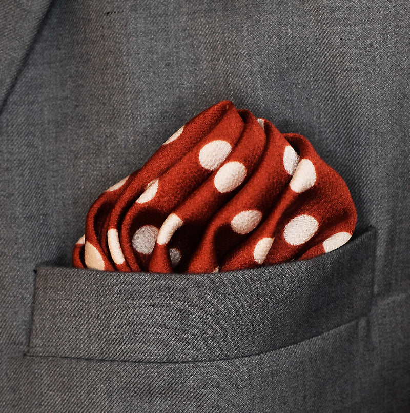 Copper Base Polka Dots - Silk Pocket Square