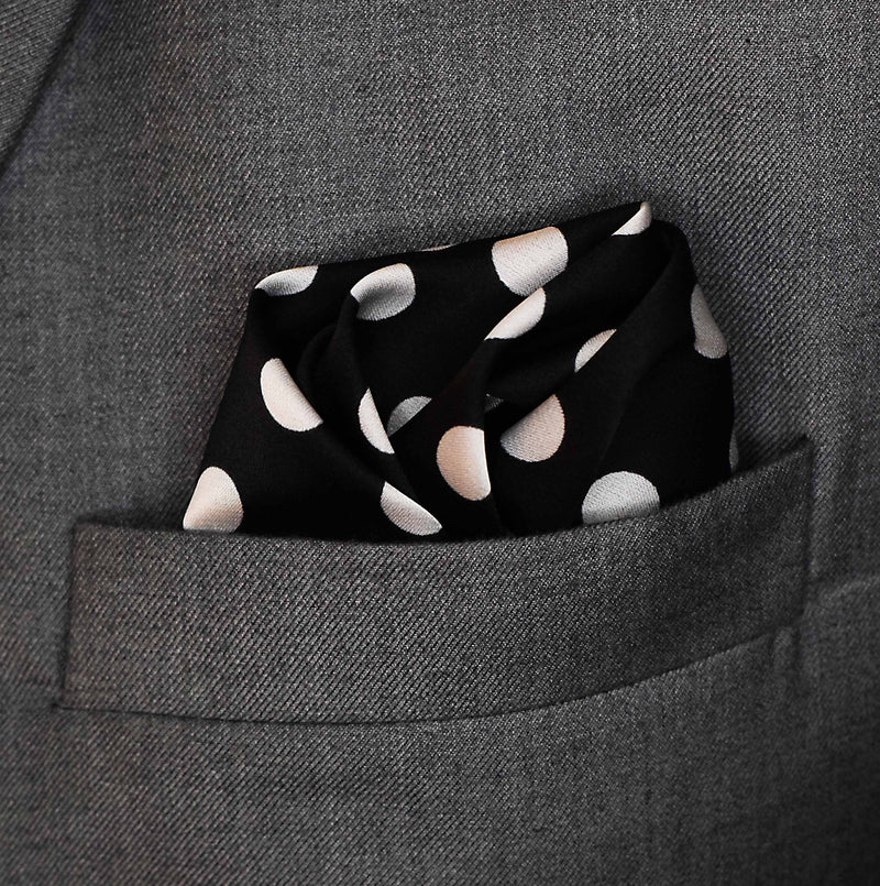 Black Base Polka - Silk Pocket Squares
