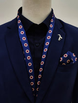 NAVY BLUE & GOLD REVERSIBLE SILK MEN SCARVES SET