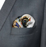 Mandarin Heron White - Silk Pocket Square