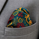 Garden of Eve pocket square — close-up wearing detail.
