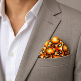 Geometric Repeat Pattern pocket square — light jacket · wearing detail.