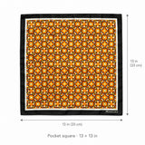 Geometric Repeat Pattern pocket square — size guide.