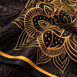 Gold Ornamental pocket square — fabric and design close-up.