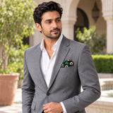 Green and Gold Reversible pocket square — outdoor lifestyle.
