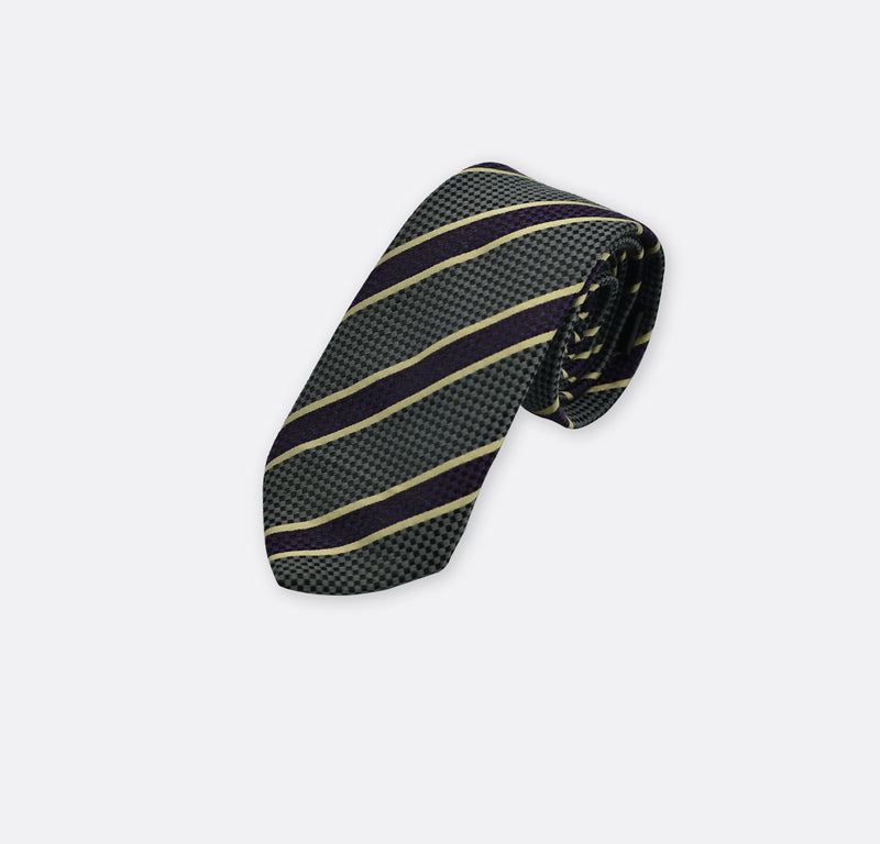 Grey & Purple Regimental Striped Tie