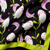 Halloween Scrapbook Paper Ghost pocket square — fabric and design close-up.