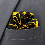 Golden Reverie pocket square — close-up wearing detail.