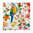 Ivory Parrot Garden Silk Pocket Square
