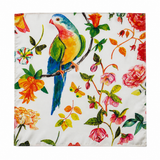 Ivory Parrot Garden Silk Pocket Square