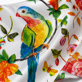 Ivory Parrot Garden Silk Pocket Square