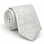 Ivory Scroll Damask Silk Tie — Main coiled product layout