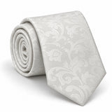 Ivory Scroll Damask Silk Tie — Main coiled product layout