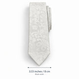 Ivory Scroll Damask Silk Tie blade width guide — 3.15 inches / 8 cm