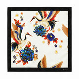 Mandarin Heron White pocket square — full flat product.