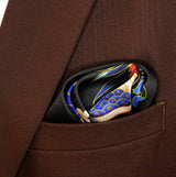 Mandarin Heron Black - Silk Pocket Square - Pocket Squares | Monzoro Pakistan