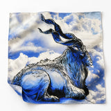 Pakistani Markhor pocket square — unfolded studio detail.