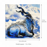 Pakistani Markhor pocket square — size guide.
