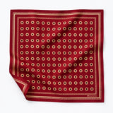 Maroon and Gold Reversible pocket square — unfolded studio detail.