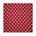 Maroon and White Polka Dots pocket square — full flat product.