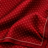 Merlot Mini Polka Dots pocket square — fabric and design close-up.