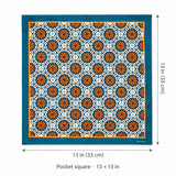 Mexican Floral Loop pocket square — size guide.