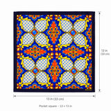 Mexican Talavera pocket square — size guide.