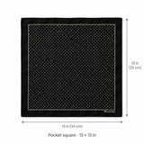 Mini Point Black pocket square — size guide.