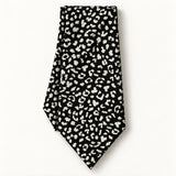 Black and White Leopard Silk Ascot — Long folded presentation