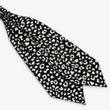 Black and White Leopard Silk Ascot — Diagonal blade display