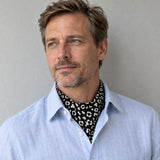 Black and White Leopard Silk Ascot — Shirt-only portrait